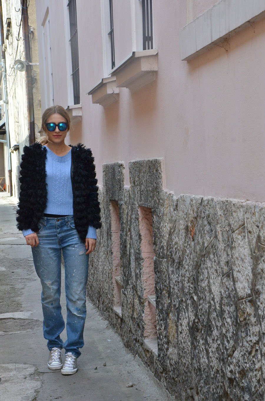 Baby blue Black Outfit  / Stasha fashion Blog by Anastasija Milojevic