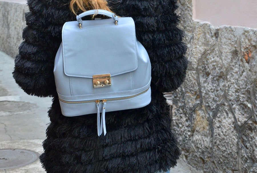 Baby blue backpack / Stasha fashion Blog by Anastasija Milojevic