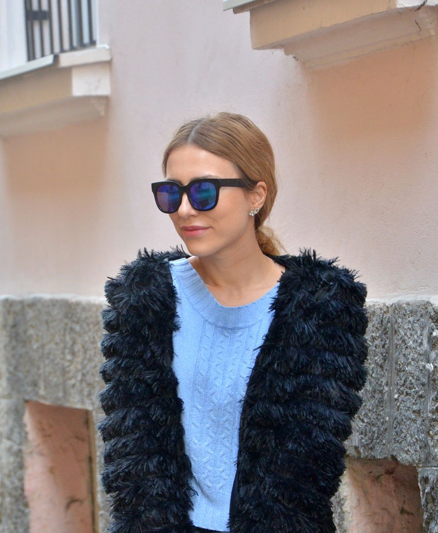 Baby blue Black Outfit  / Stasha fashion Blog by Anastasija Milojevic