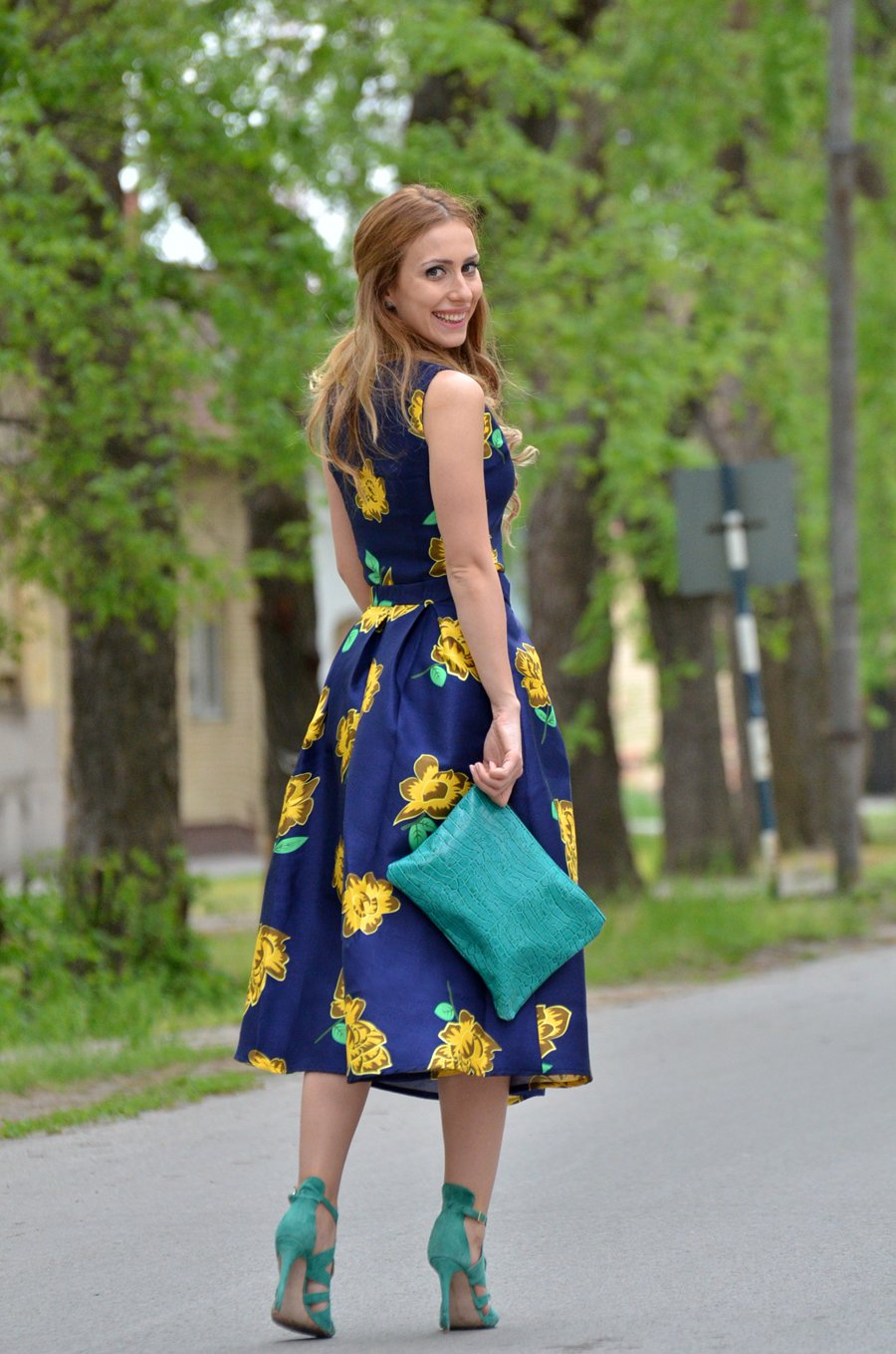 Tank Top Navy Floral Skirt Set Outfit/ Stasha Fashion Blog by Anastasija Milojevic