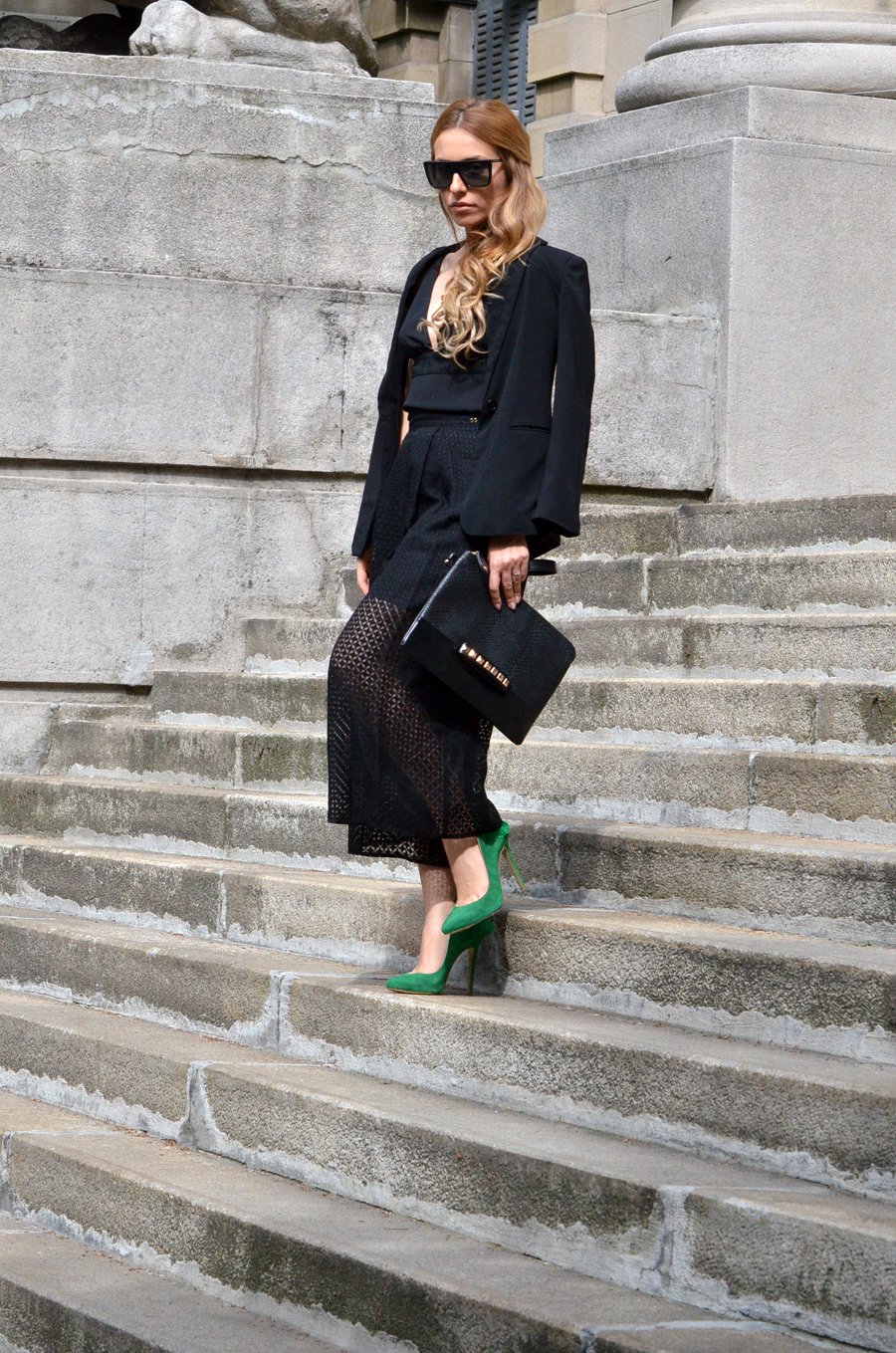 Black Outfit, Green Shoes / Stasha Fashion Blog by Anastasija Milojevic