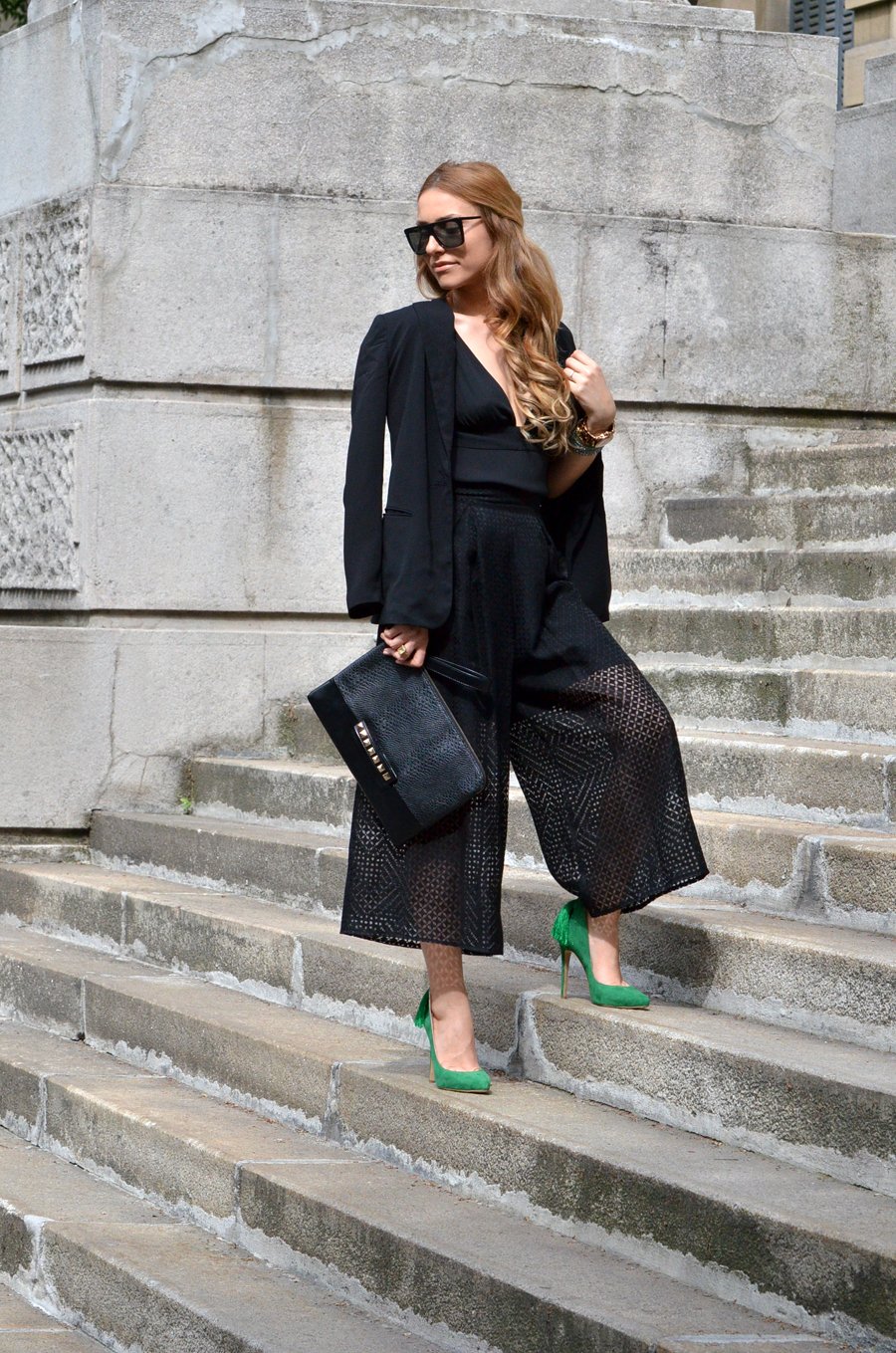 Black Outfit, Green Shoes / Stasha Fashion Blog by Anastasija Milojevic