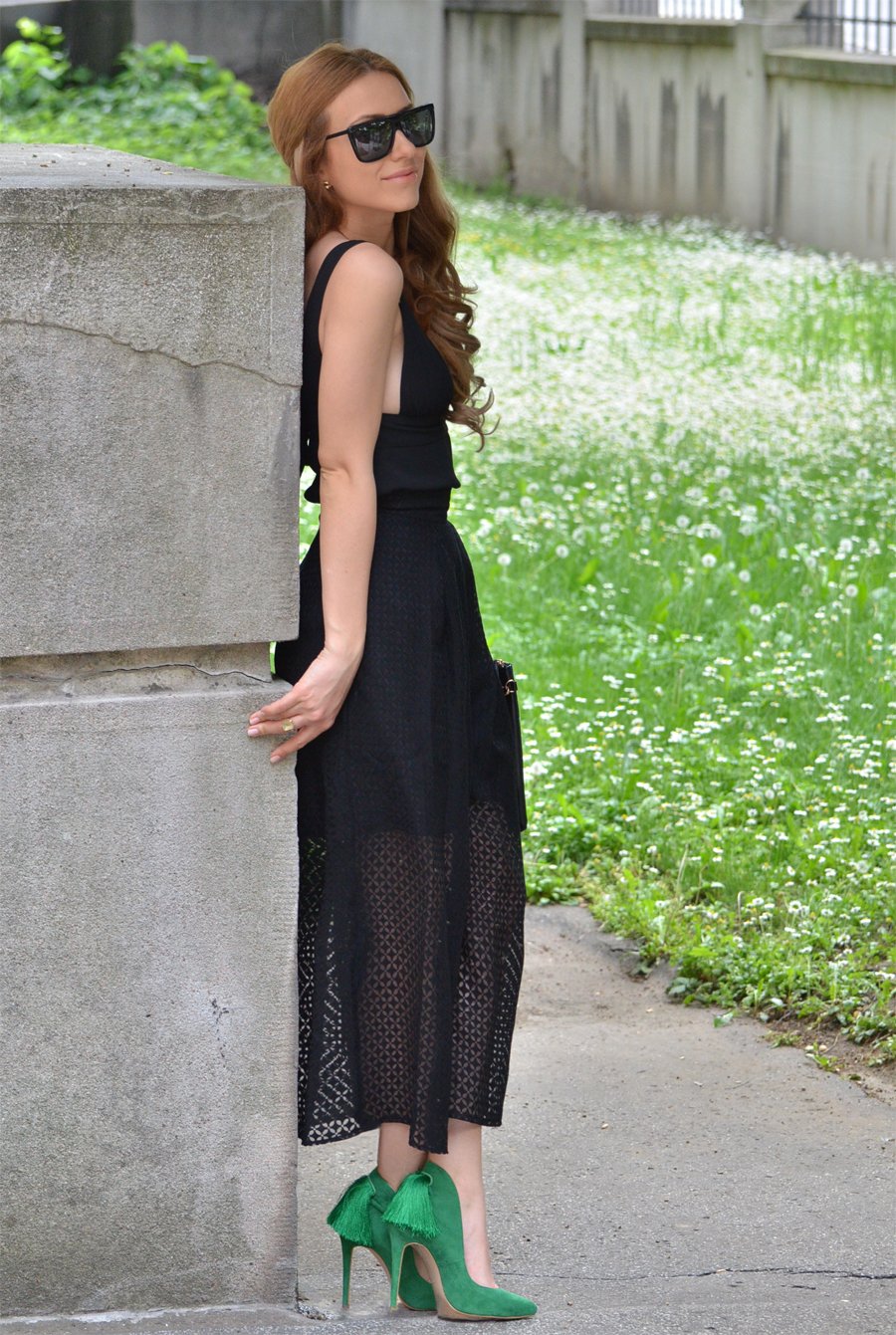 Black Outfit, Green Shoes / Stasha Fashion Blog by Anastasija Milojevic