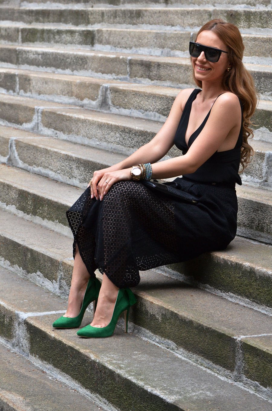 Black Outfit, Green Shoes / Stasha Fashion Blog by Anastasija Milojevic