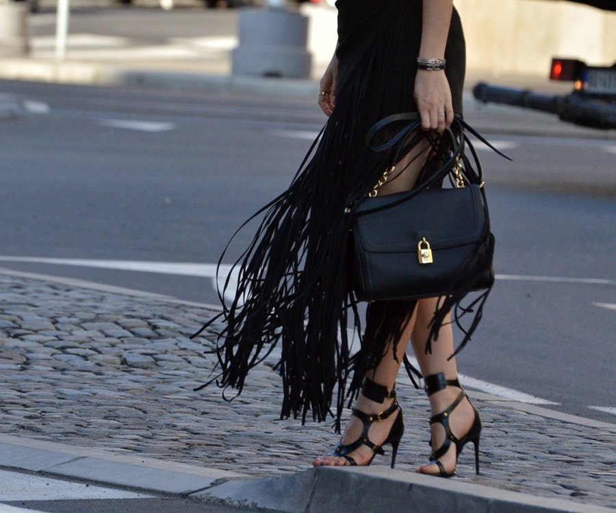 Tom Ford Triple-Buckle Metallic Sandals and Dolce&Gabbana dolce bag Outfit / Stasha Fashion blog by Anastasija Milojevic 