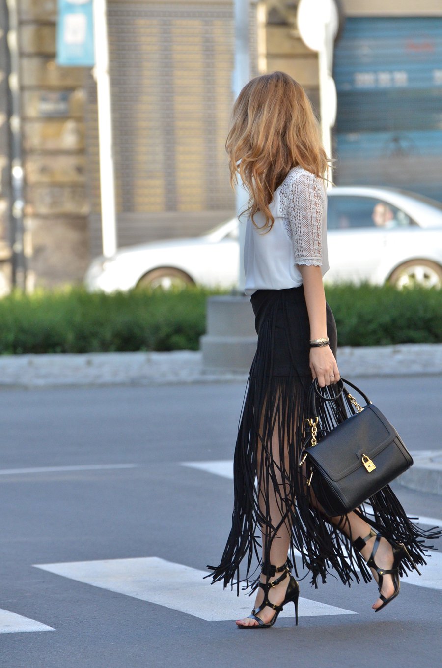 Tom Ford Triple-Buckle Metallic Sandals and Dolce&Gabbana dolce bag Outfit / Stasha Fashion blog by Anastasija Milojevic 