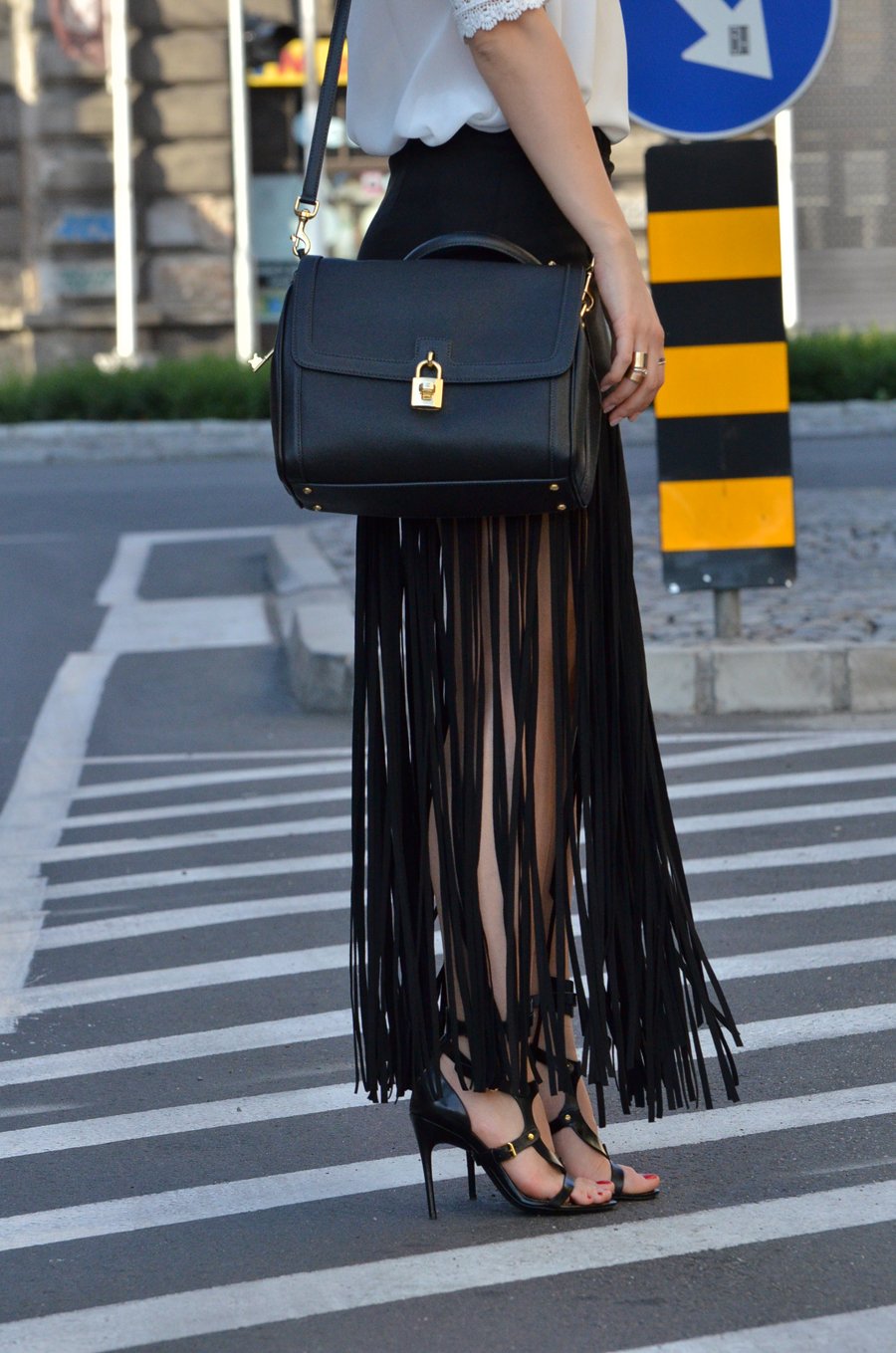 Tom Ford Triple-Buckle Metallic Sandals and Dolce&Gabbana dolce bag Outfit / Stasha Fashion blog by Anastasija Milojevic 