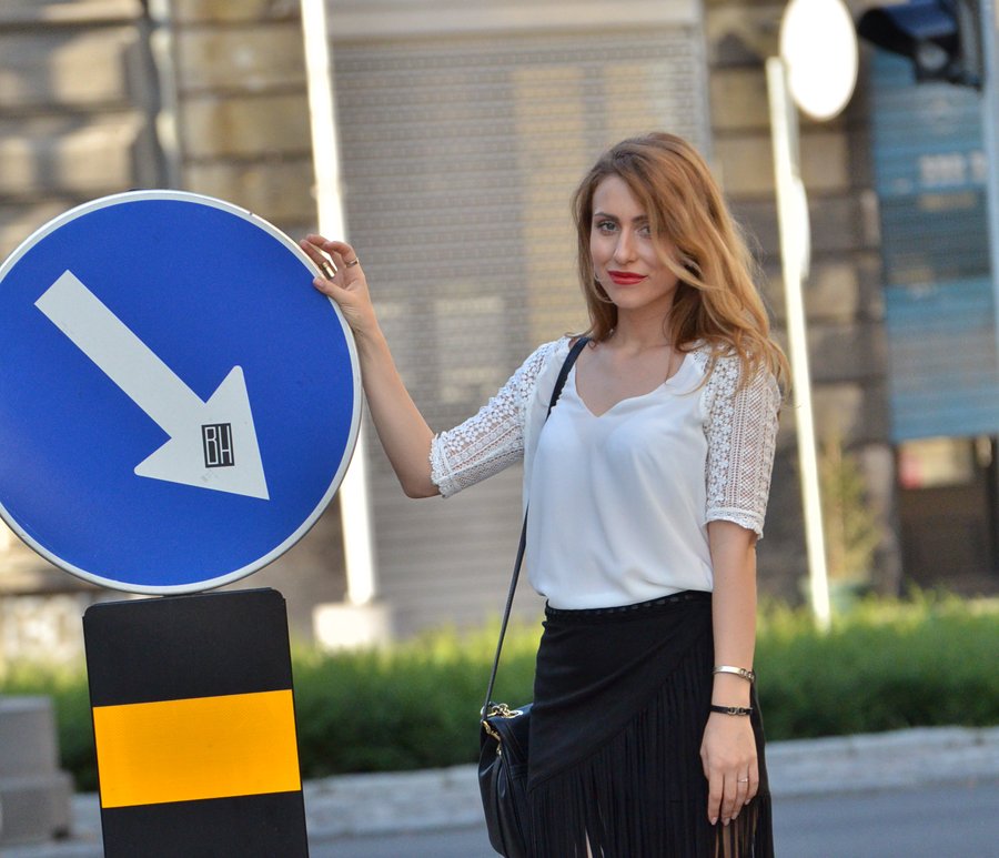 White Blouse and Fringe Skirt Outfit / Stasha Fashion blog by Anastasija Milojevic 