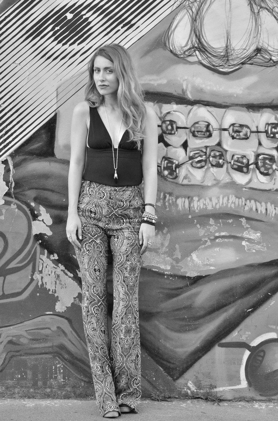  Graffiti & Loose Flared Printed Trousers / Stasha Fashion Blog by Anastasija Milojevic