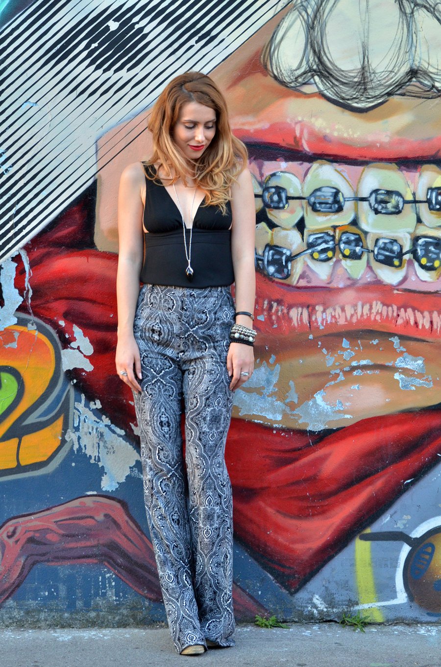  Graffiti & Loose Flared Printed Trousers / Stasha Fashion Blog by Anastasija Milojevic