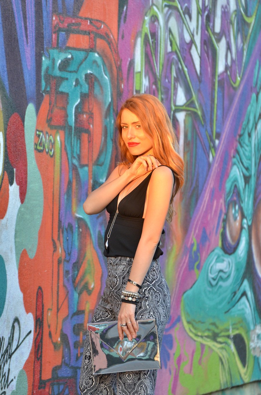  Graffiti & Loose Flared Printed Trousers / Stasha Fashion Blog by Anastasija Milojevic