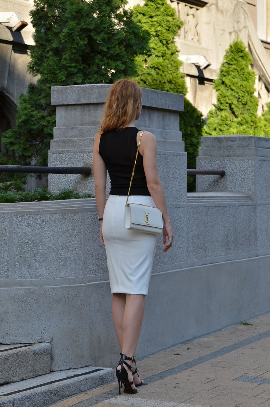 Tom Ford sandals, YSL bag, black and white outfit by Anastasija Milojević / Stasha Fashion blog