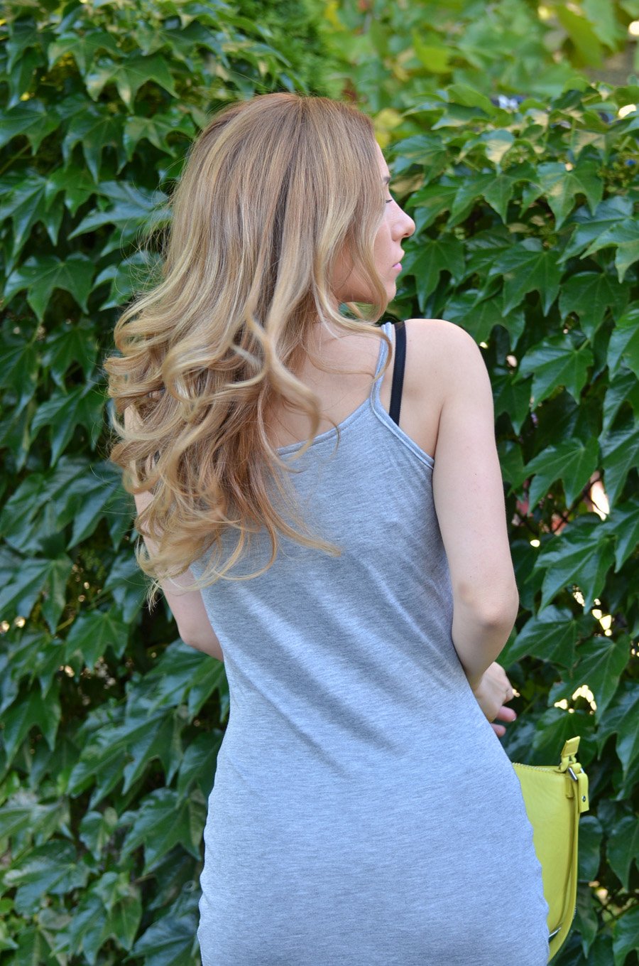 Grey Dress with Neon Yellow Details / Stasha Fashion Blog by Anastasija