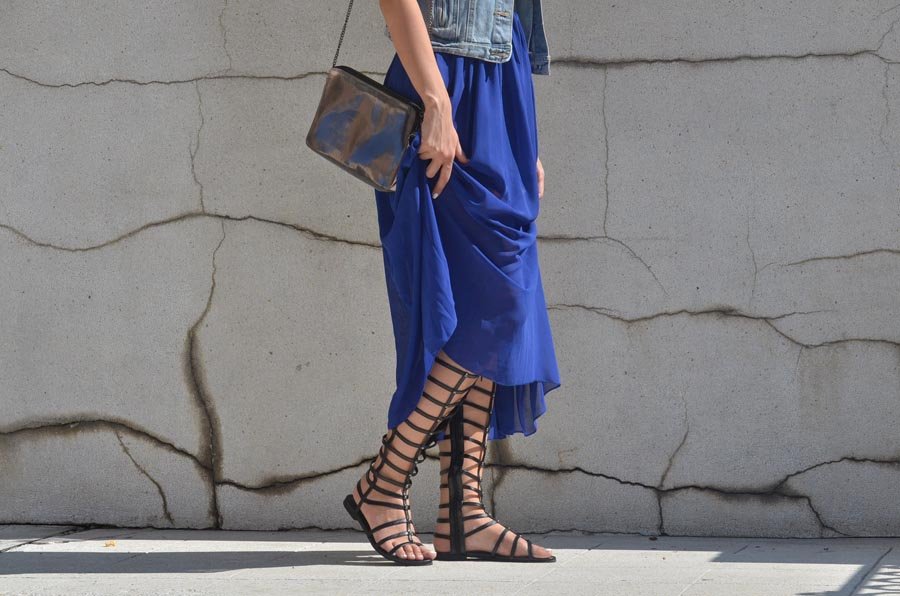 Midi dress and gladiator sandals outfit / Stasha Fashion Blog by Anastasija