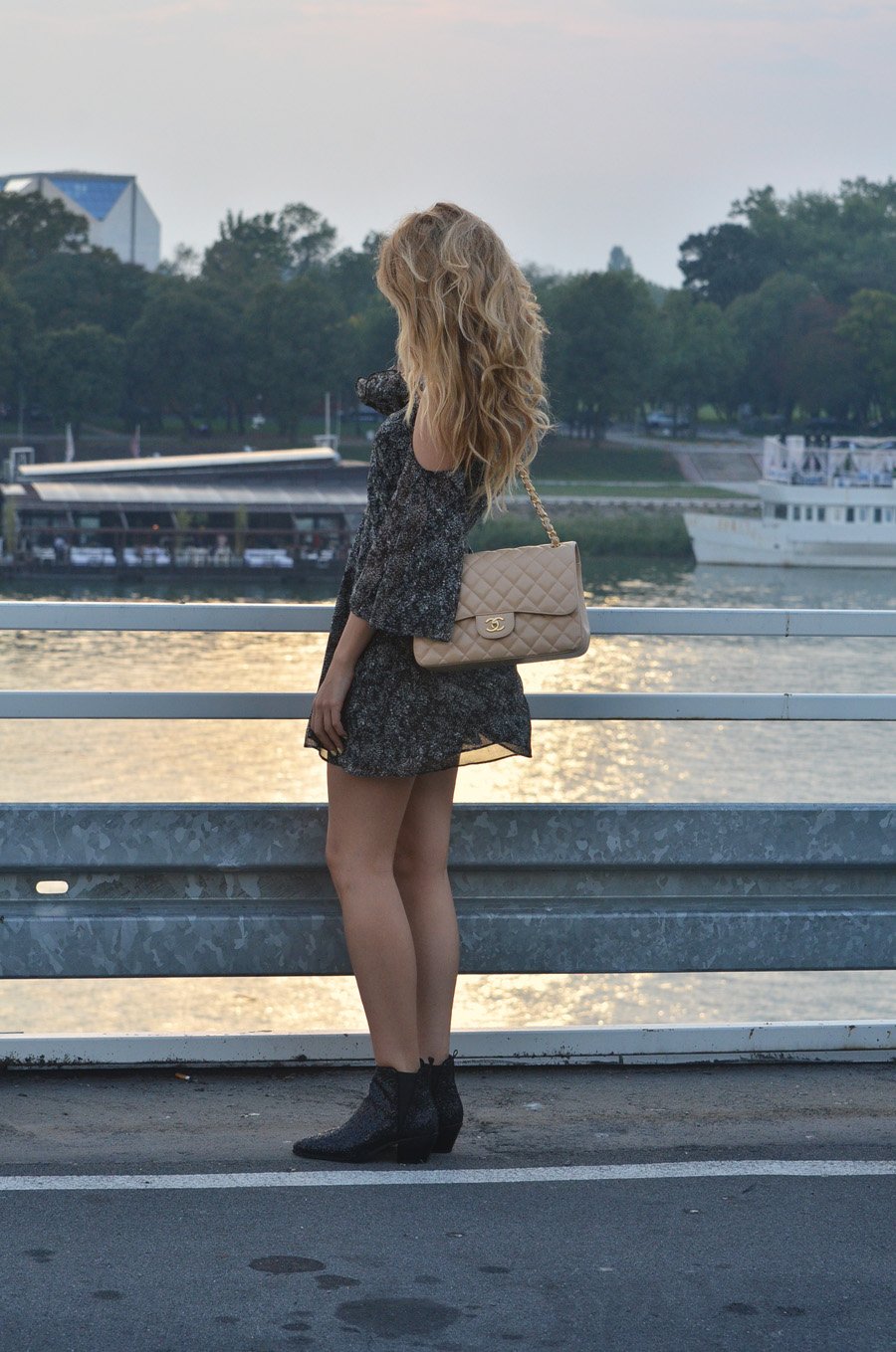 Hello October / Chanel Bag and Shoulders Off Dress Outfit / Stasha Fashion Blog by Anastasija