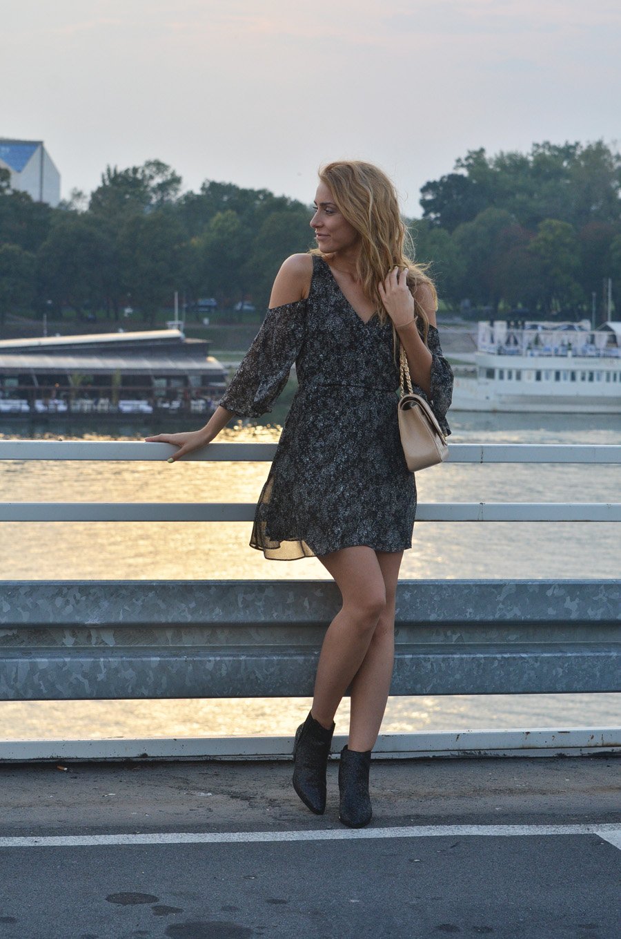 Hello October / Chanel Bag and Shoulders Off Dress Outfit / Stasha Fashion Blog by Anastasija