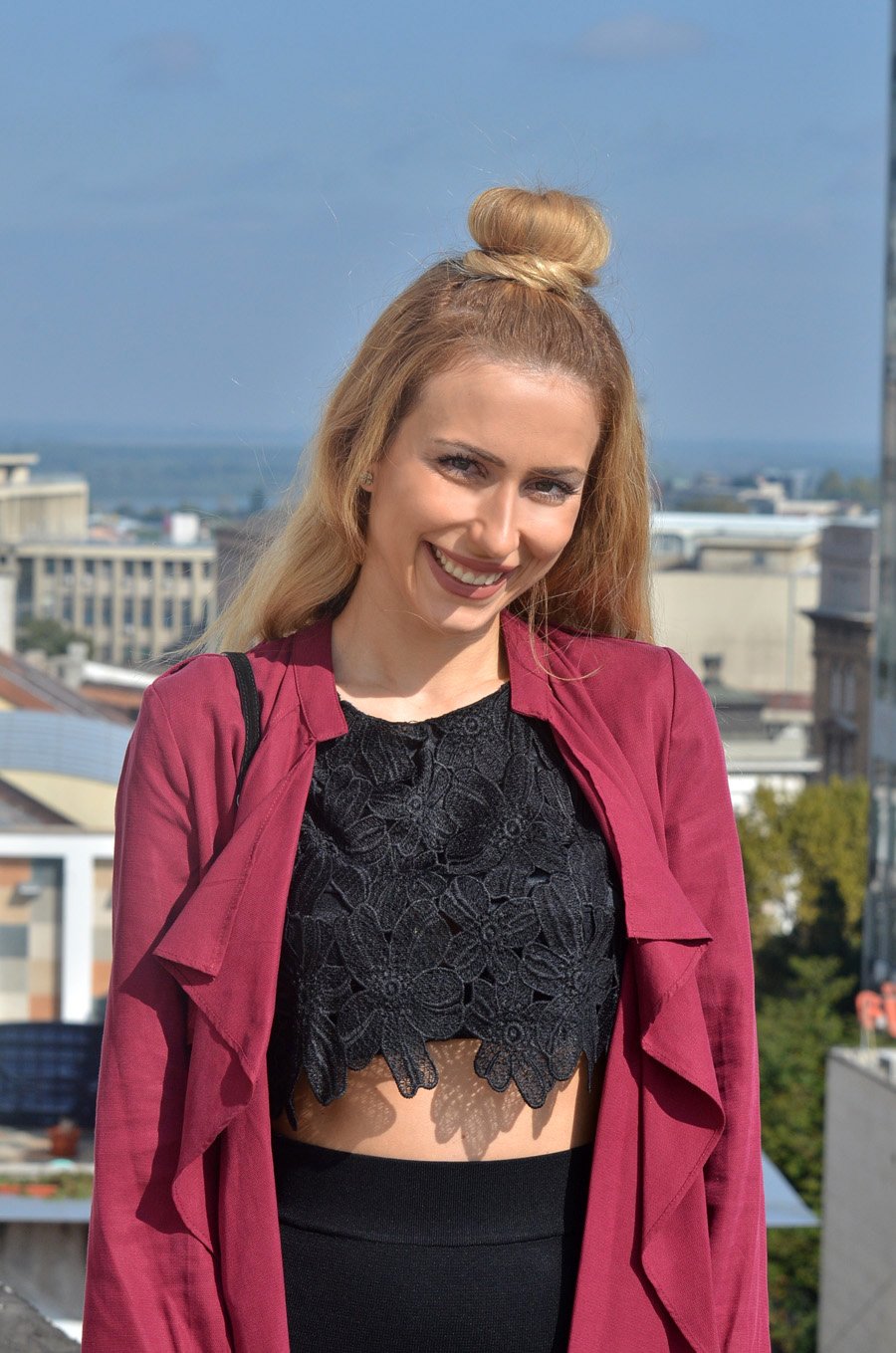 Crop Top,  Waterfall Jacket and Pencil Skirt Outfit Stasha fashion Blog by Anastasija