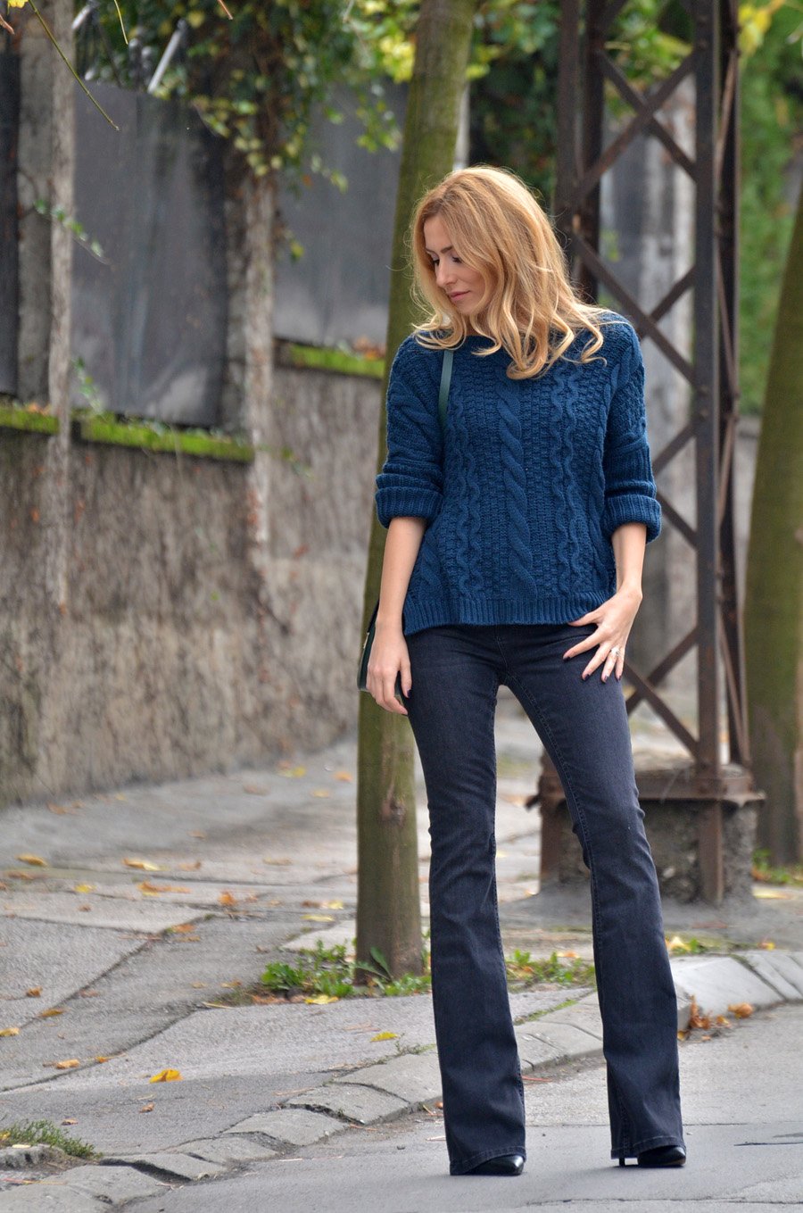 Flare Leg Jeans and Sweater Outfit - Stasha Fashion Blog By Anastasija