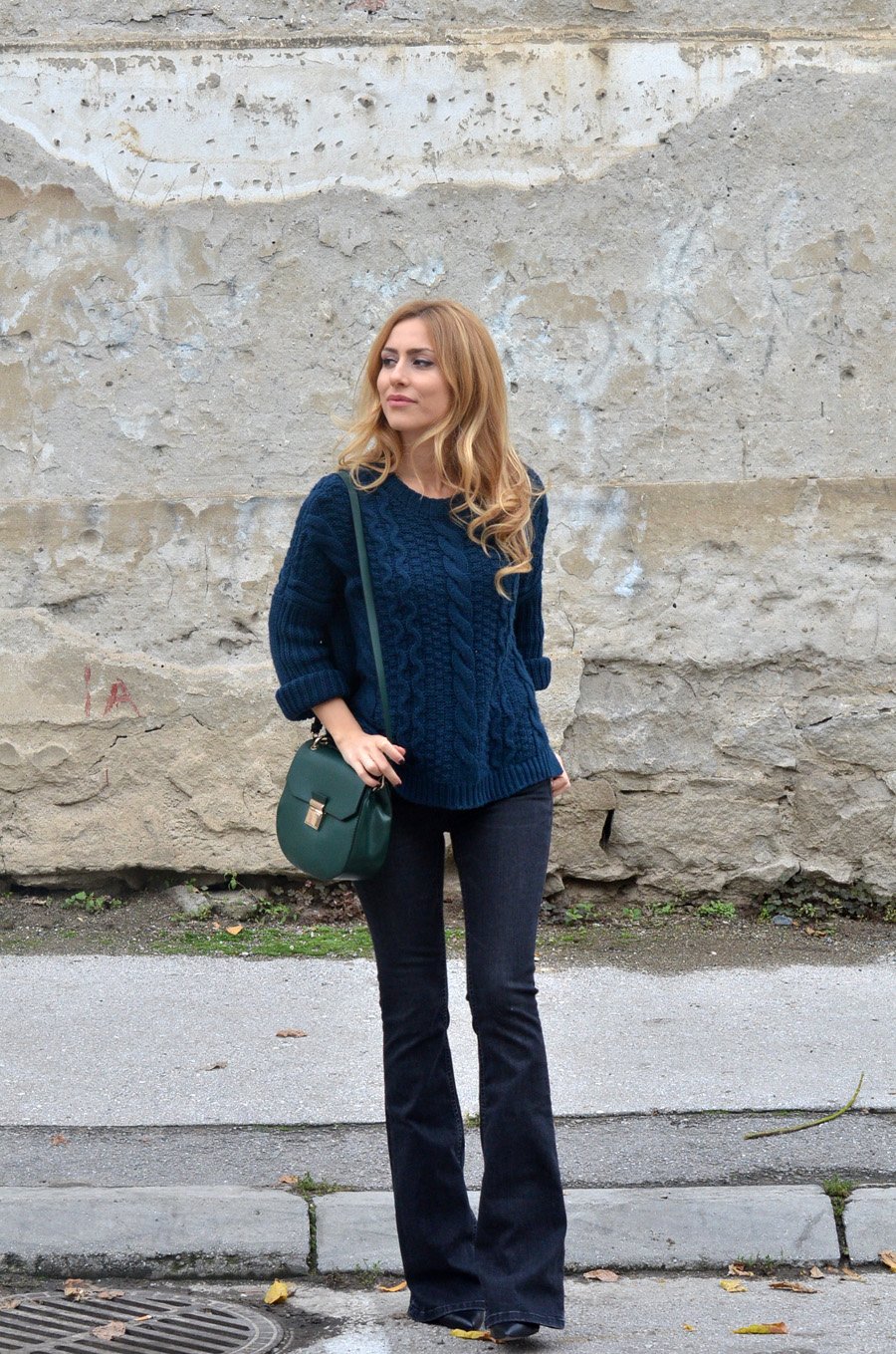 Flare Leg Jeans and Sweater Outfit - Stasha Fashion Blog By Anastasija