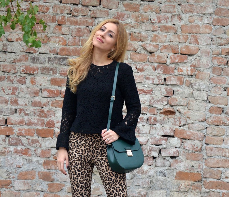 Black Lace Blouse and Leo pants Outfit / Stasha Fashion Blog by Anastasija 