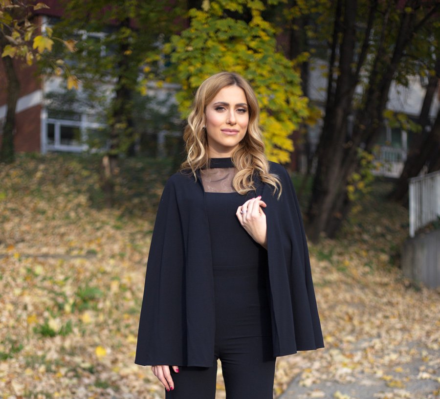 Black Jumpsuit and Autumn Leaves outfit / Stasha Fashion Blog by Anastasija