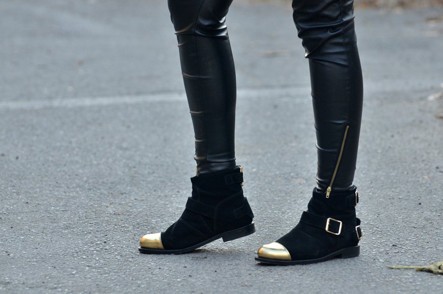 BALMAIN x H&M Boots Winter Outfit by Stasha Fashion