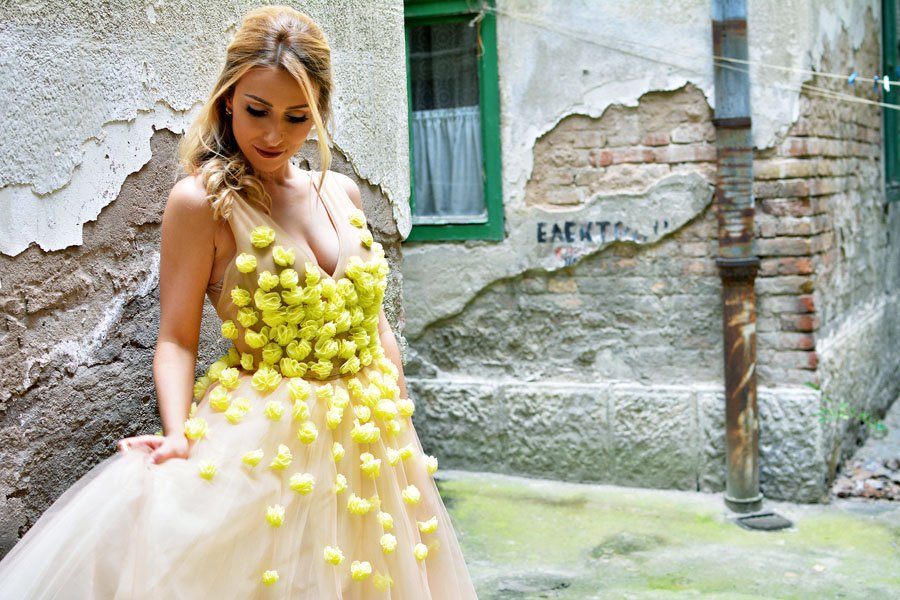 Yellow rose petals Dress / Stasha Fashion Blog 