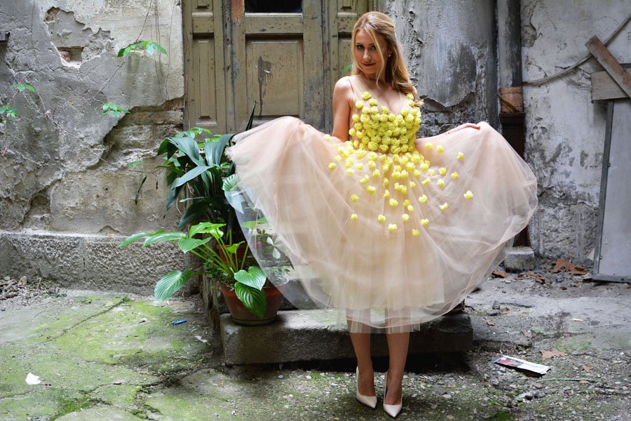 Yellow rose petals Dress / Stasha Fashion Blog 