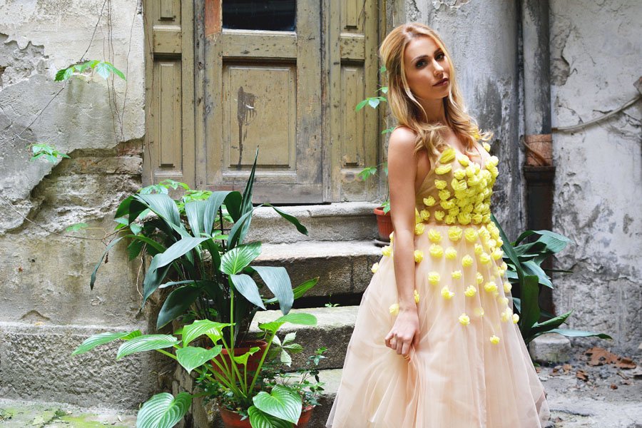 Yellow rose petals Dress / Stasha Fashion Blog 