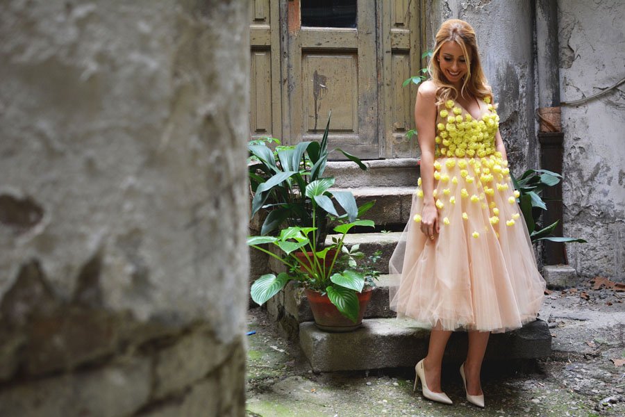 Yellow rose petals Dress / Stasha Fashion Blog 