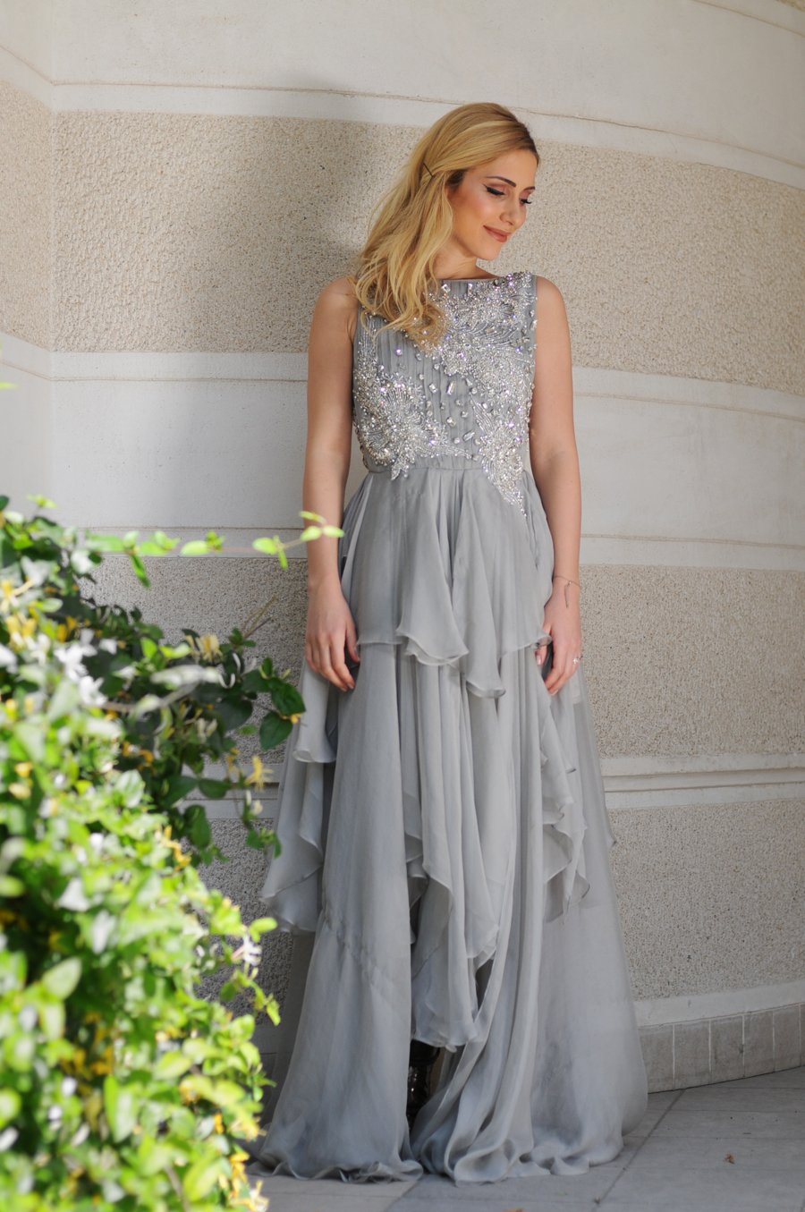 The‎ Haute Couture‬ Gray Dress With Rhinestones / Stasha Fashion Blog