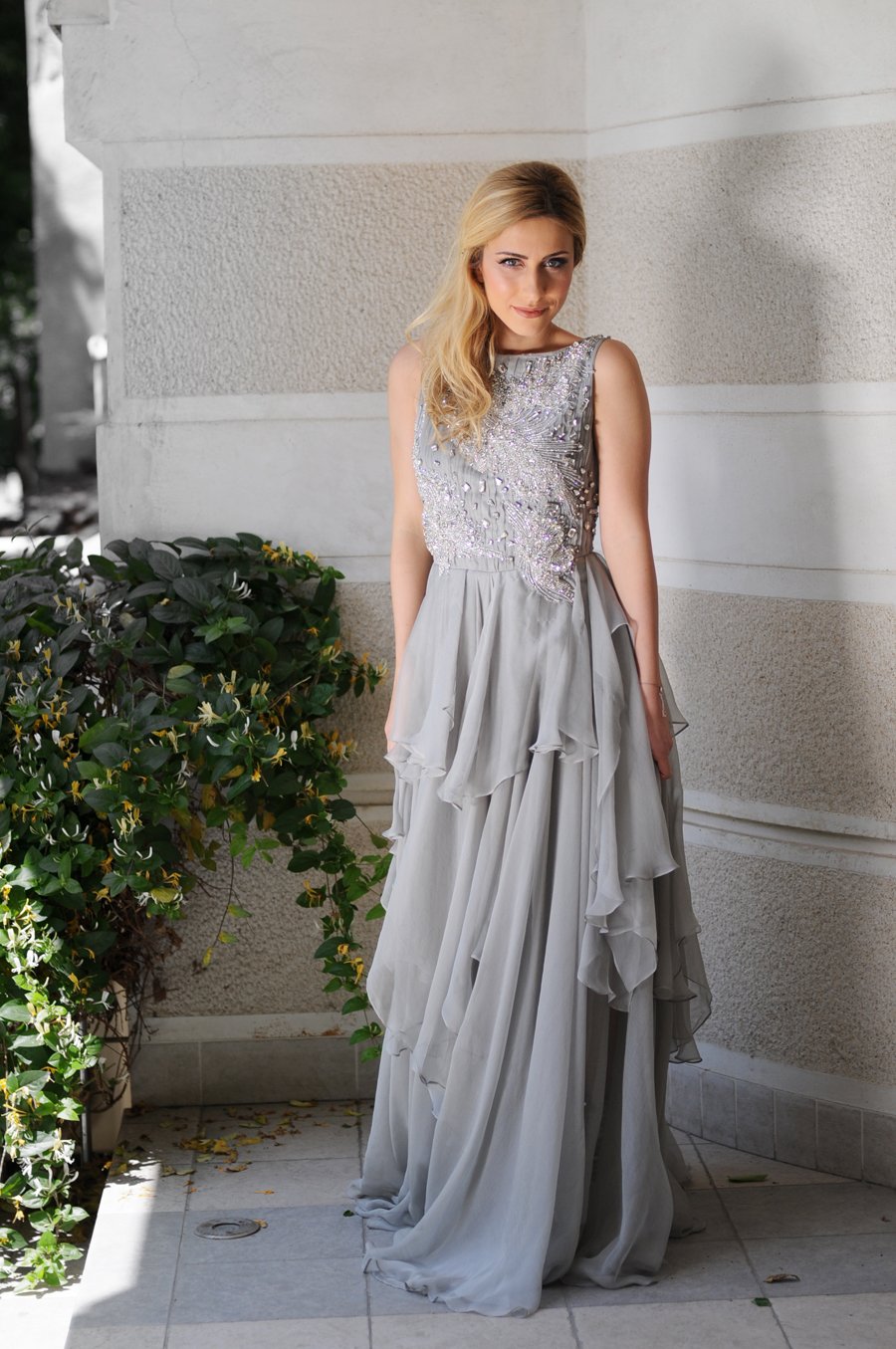 The‎ Haute Couture‬ Gray Dress With Rhinestones / Stasha Fashion Blog