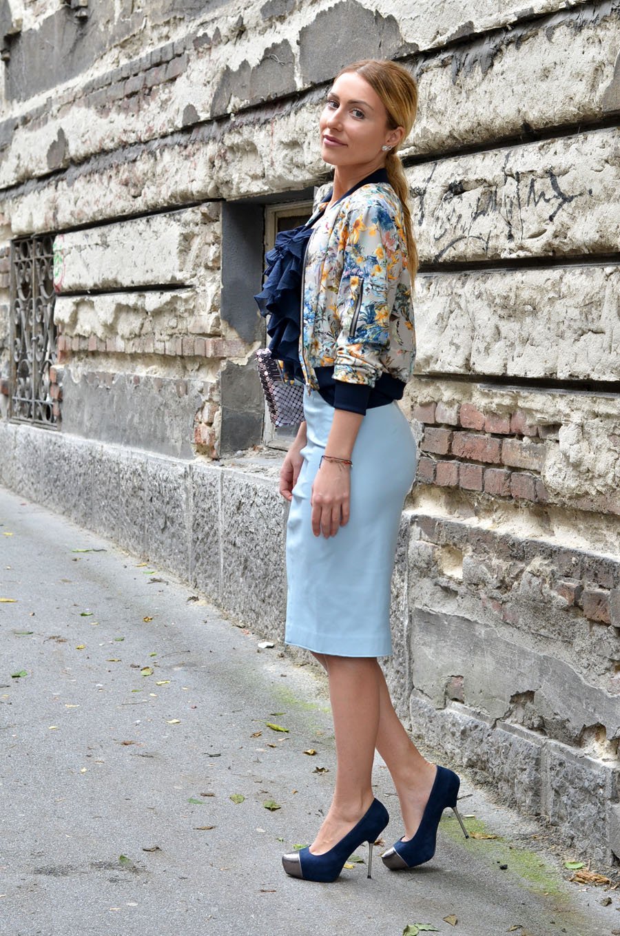 Floral Bomber Jacket Outfit - Stasha fashion Blog