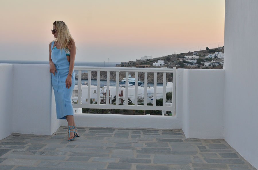 Baby Blue Dress - Mykonos Travel Post - Stasha Fashion Blog