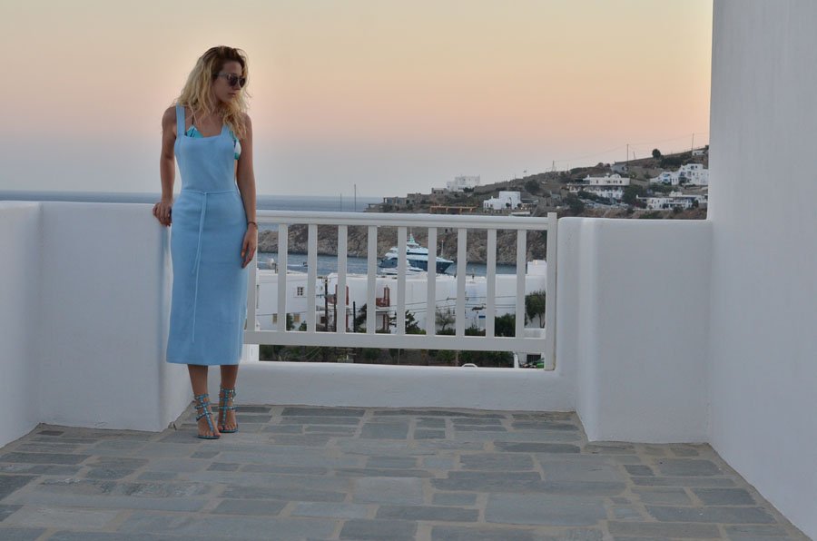 Baby Blue Dress - Mykonos Travel Post - Stasha Fashion Blog