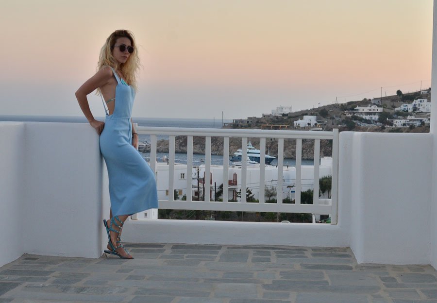 Baby Blue Dress - Mykonos Travel Post - Stasha Fashion Blog