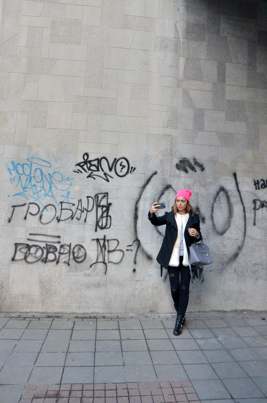 Neon Pink Beanie Outfit / Stasha Fashion By Anastasija Milojevic 