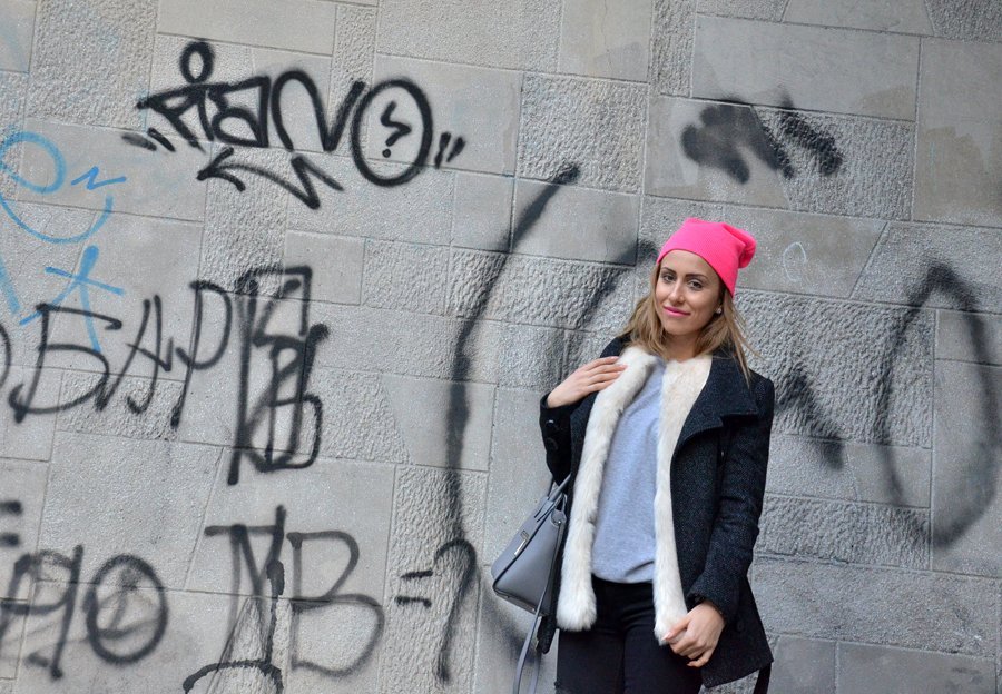 Neon Pink Beanie Outfit / Stasha Fashion By Anastasija Milojevic 