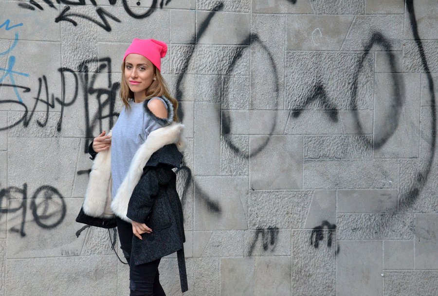 Neon Pink Beanie Outfit / Stasha Fashion By Anastasija Milojevic 