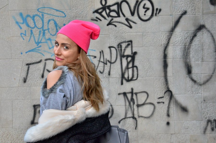 Neon Pink Beanie Outfit / Stasha Fashion By Anastasija Milojevic 