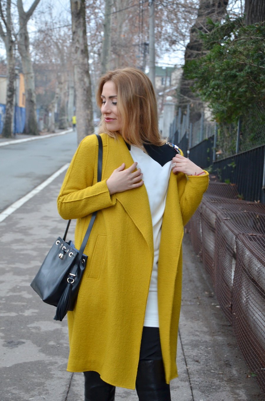 Mustard Coat Outfit / Stasha fashion Blog by Anastasija Milojevic