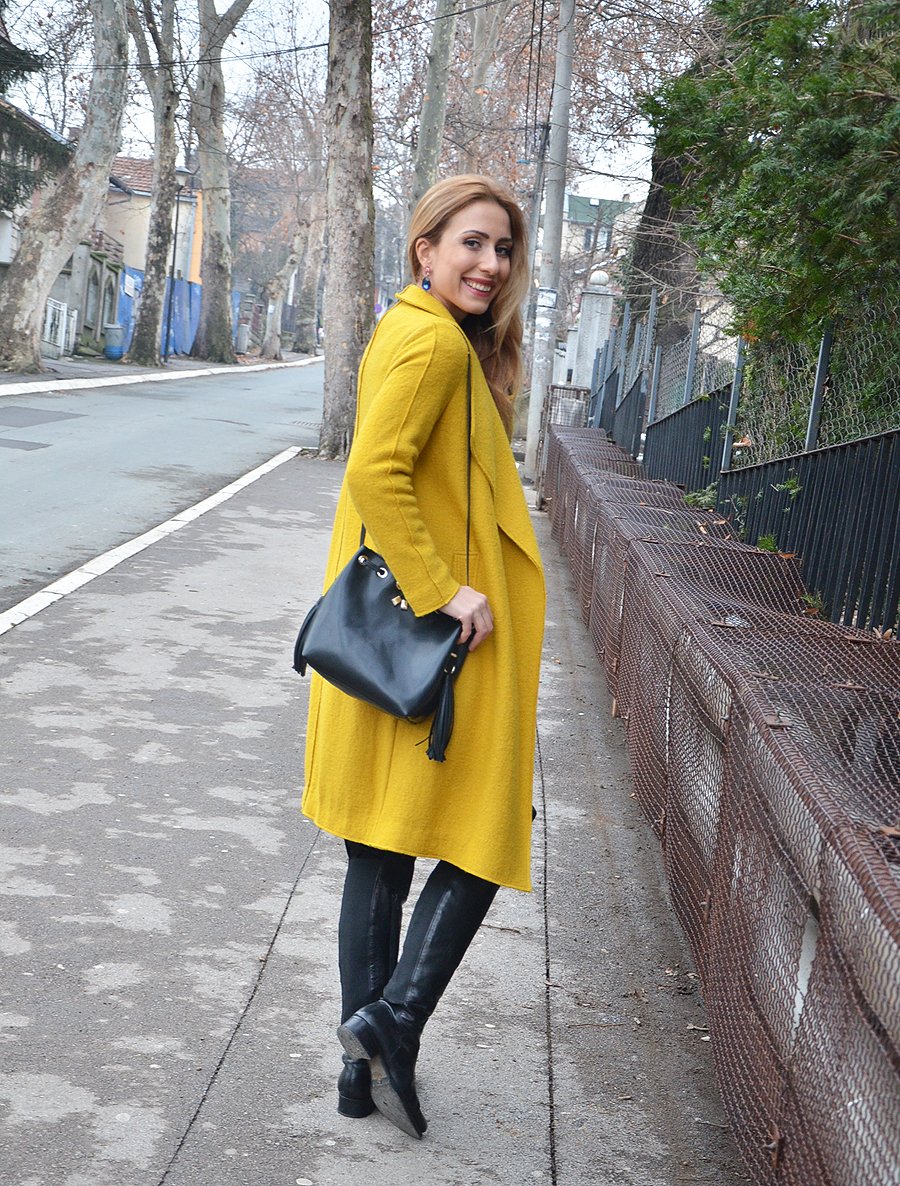 Mustard Coat Outfit / Stasha fashion Blog by Anastasija Milojevic