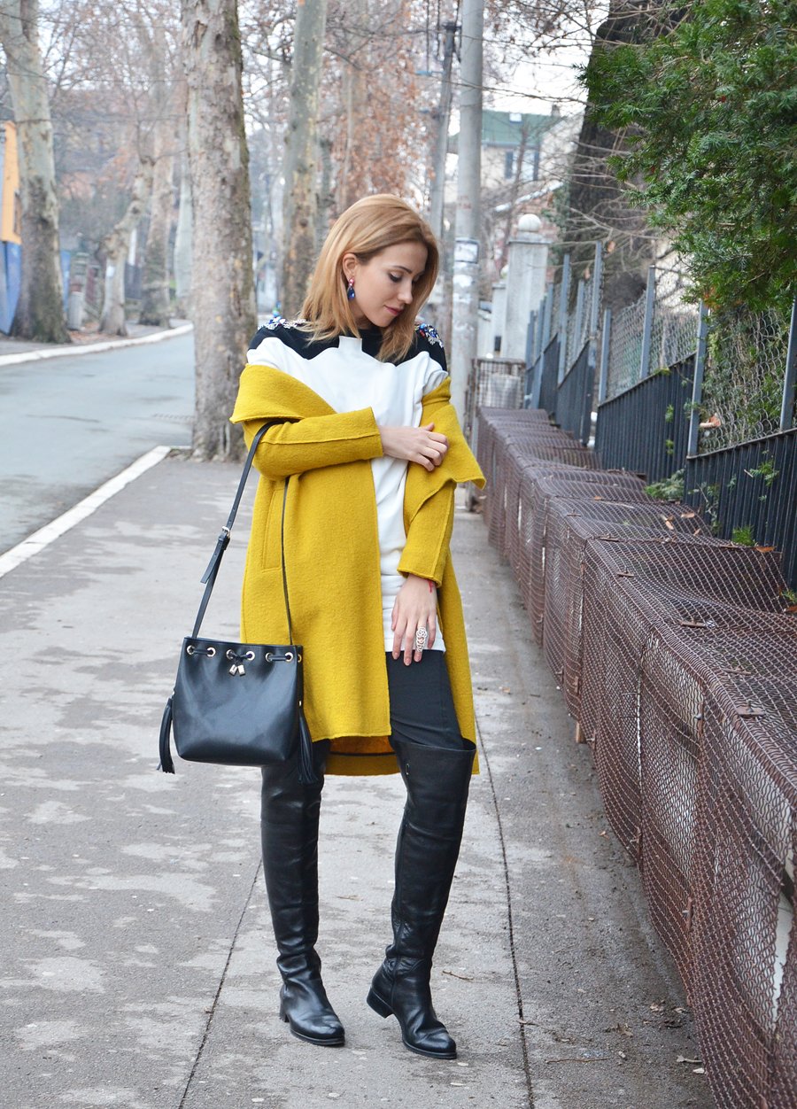 Mustard Coat Outfit / Stasha fashion Blog by Anastasija Milojevic