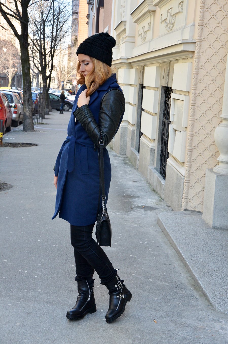 Navy Sleeveless Woolen Coat - Stasha Fashion Blog by Anastasija Milojevic