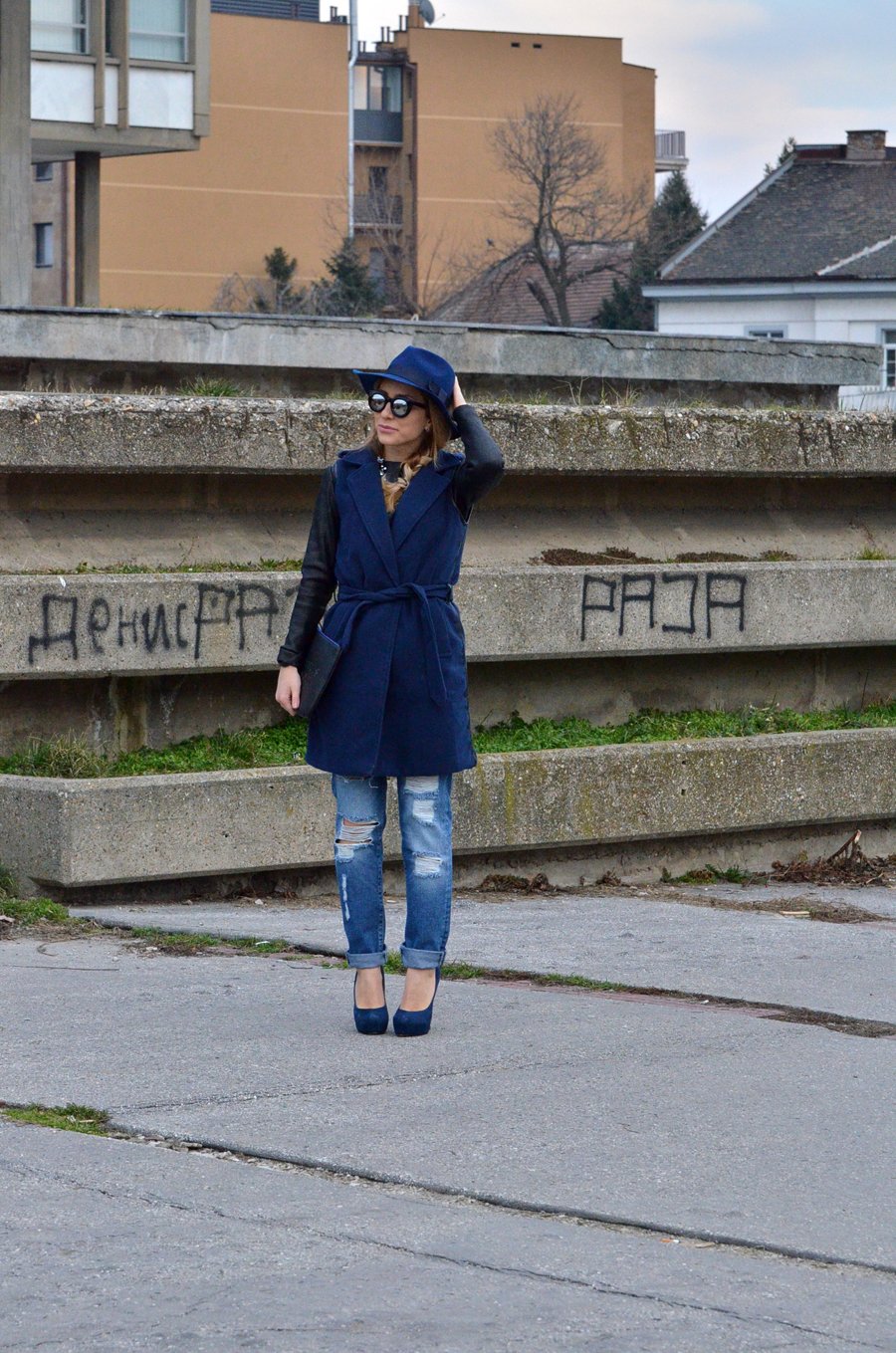 Street Style: Navy Blue I love you / Stasha Fashion Blog By Anastasija Milojevic