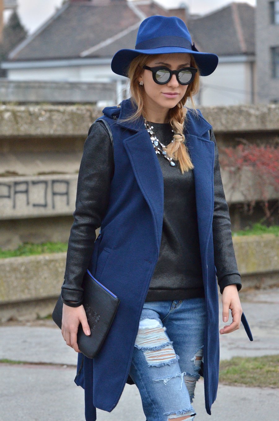 Street Style: Navy Blue I love you / Stasha Fashion Blog By Anastasija Milojevic