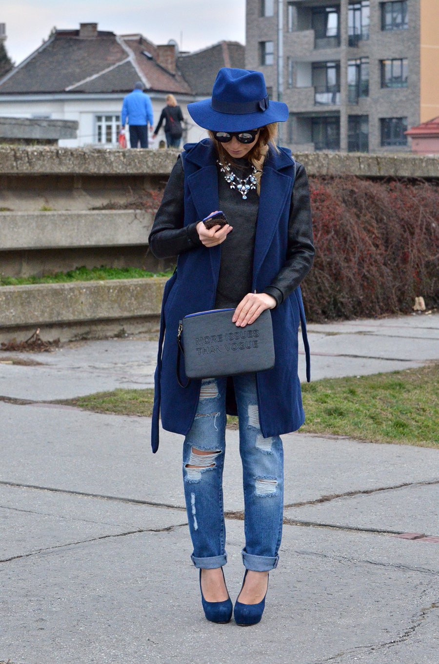 Street Style: Navy Blue I love you / Stasha Fashion Blog By Anastasija Milojevic