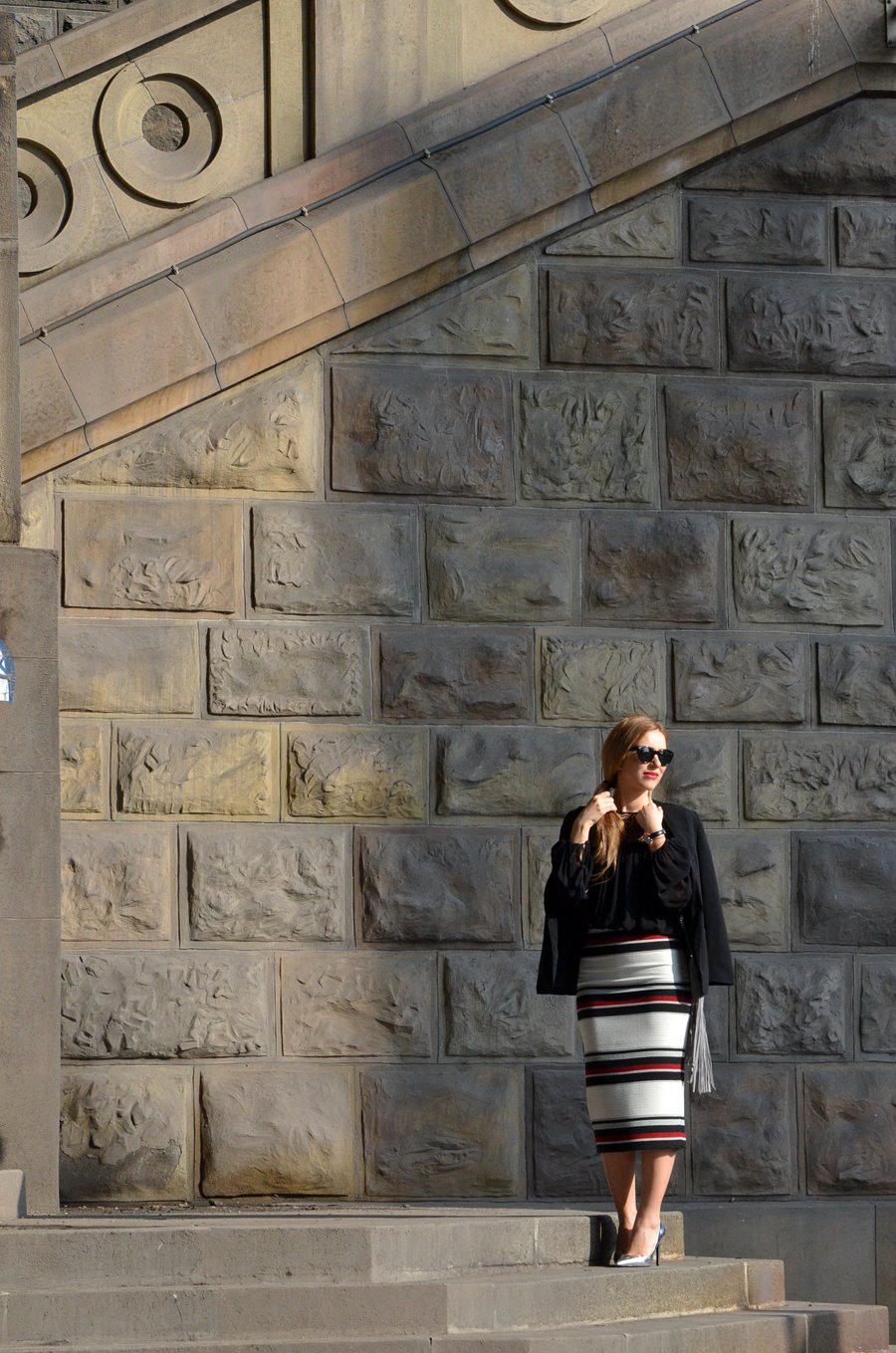 Stasha fashion lady outfit /  fashion Blog by Anastasija Milojevic : fringe bag, skirt  & silver heels